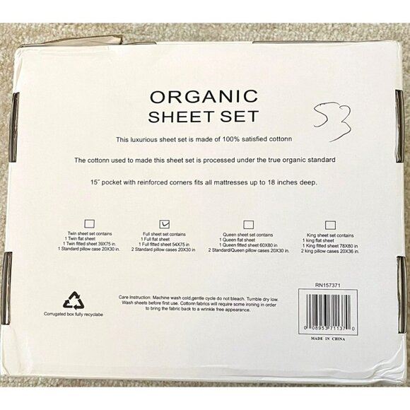 Tree Organic Cotton Full Sheet Set 2000 NEW UNOPENED - Picture 2 of 3